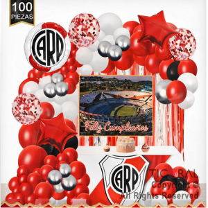 SET DE GLOBOS ARCO XL FELIZ CUMPLEA�OS RIVER GY 100 UNIDADES